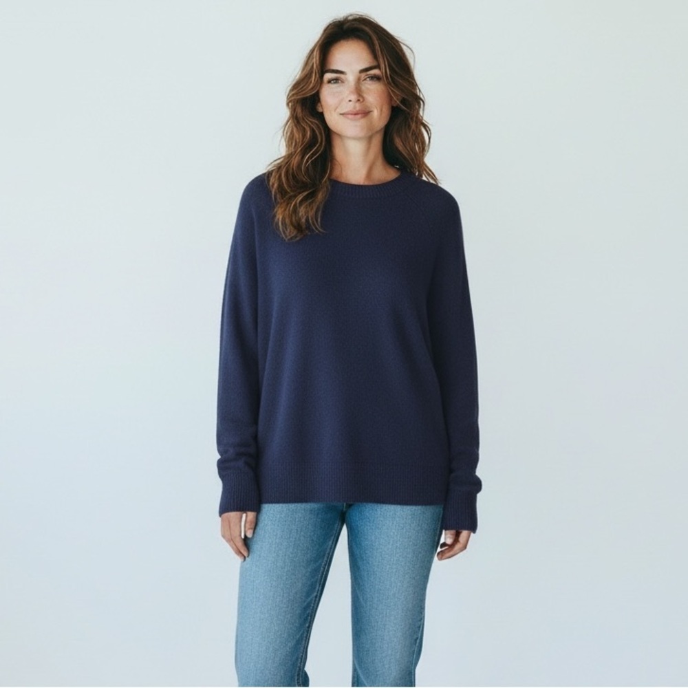 VINTAGE Creation Maria Lisa pullover knit sweater navy blue long sleeve size XL
